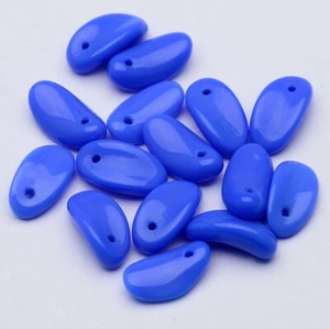 Vintage German Glass Beads Dark Blue Petal 10x6mm 15pcs 10229014 - Picture 1 of 1