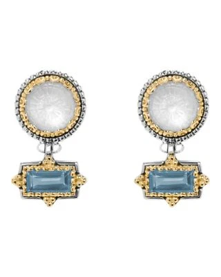 Konstantino Dome Sterling Silver 18K Gold & MOP Blue Spinel Earrings SKKJ702-630 - Image 1 of 3