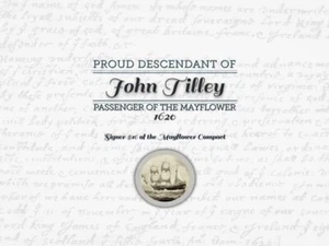 John Tilley - Mayflower Pilgrim Commemorative 8x10 print certificate - Picture 1 of 2