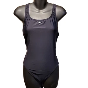 NIKE RACER BACK Womens Black One Piece Bathing Racing Lap Swim Suit 36 Sz 10  - Picture 1 of 8