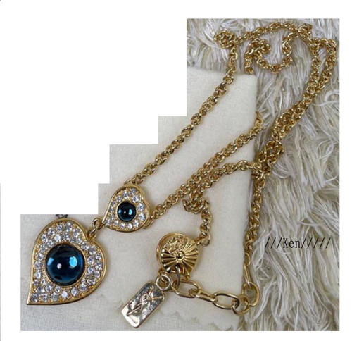 SAINT LAURENT (YSL) Ciondolo Cuore Yves Saint Laurent Collana Choker AUTENTICA YSL Colore Pietra gioiello F S