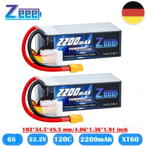 2x Zeee 6S Lipo Akku Batterie 22.2V 2200mAh 120C XT60 für RC Auto Flugzeug Boot - Bild 1 von 8