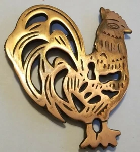 ODI 1996 Trivet de hierro fundido y cobre gallo, decoración de pollo, plato caliente - Imagen 1 de 2