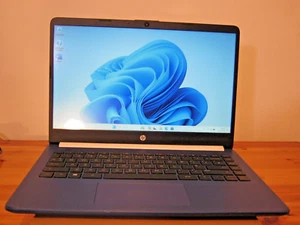 HP 14s 14" Windows 11 Home (256GB SSD, 1.20GHz, 4GB Ram) Laptop -Blue/White - Picture 1 of 6