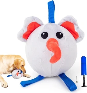 Elephant Character 6 Inch Soccer Ball With Straps Interactive Dog Chew Toy - Picture 1 of 8