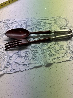 Juego de servir ensalada de plata de ley y teca de Dinamarca - Foto 1 de 4