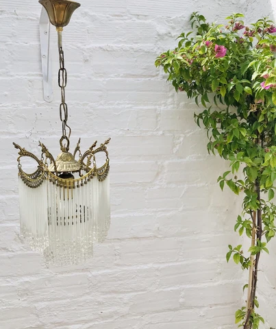 Antique, Tiered, Chandelier, SMALL, Glass, Prism, Stringer, French, Hollywood Cover
