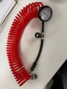 AIR COMPRESSOR HOSE 5.8M WITH GAUGE Recoil PU for 12v Air Compressor TYRE CAR 4W - Picture 1 of 6