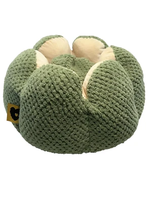 Funny Fuzzy Cactus Cat Kitten Dog Bed Olive Green/Cream Soft Small - Image 1 of 4