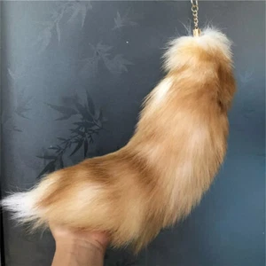 16"-18" Cristal Real Piel Zorro Cola Llavero Bolsa Accesorios Juguetes Juegos con disfraces Colgante - Imagen 1 de 1