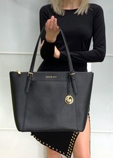 MICHAEL KORS CIARA LARGE TOP ZIP TOTE SAFFIANO LEATHER BAG BLACK