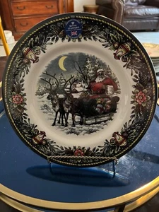 Nuevo Plato de Cena Royal Stafford 11"" Navidad Santa Trineo Reno Inglaterra - Imagen 1 de 4