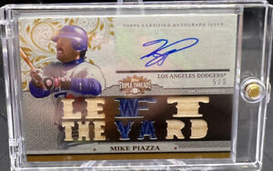 2014 TOPPS TRIPLE THREADS MIKE PIAZZA AMBER GAME USED PATCH AUTO /9 DODGERS!!
