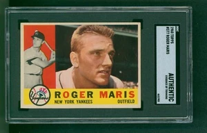 1960 Topps Baseball Card - #377 Roger Maris, SGC Authentic - Picture 1 of 2