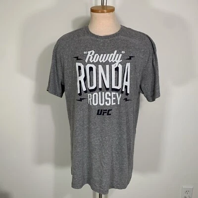 Reebok UFC “Rowdy” Ronda Rousey Heather Gray Tri Blend T Shirt Size 2XL NWT - Image 1 of 4