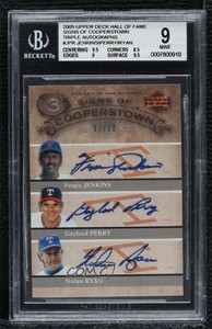 2005 Hall of Fame /20 Fergie Jenkins Gaylord Perry Nolan Ryan BGS 9 MINT Auto