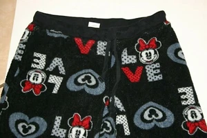 Disney Minnie Mouse Pijama Pantalones Mujer Pequeño 25 X 28 Love Fleece Salón Negro - Imagen 1 de 9
