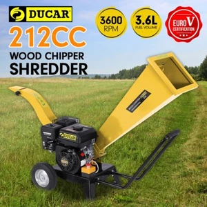 Ducar Wood Chipper Shredder Mulcher Garden 7HP Petrol Motor Upright Grinder - Ye - Picture 1 of 1