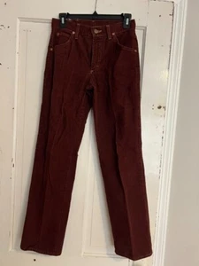 Pantaloni vintage Lee velluto a coste bordeaux made in USA anni 70 taglia 26 vita 28 cuciture interne - Foto 1 di 7