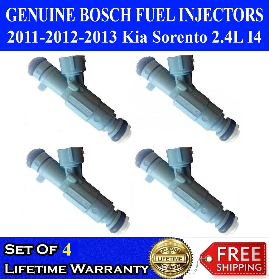 Genuine 4X OEM Bosch Fuel Injectors For 2011-2012-2013 Kia Sorento 2.4L I4 - Image 1 of 1