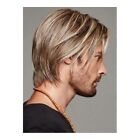 UK Mens Handsome Brown Blond Mixed Hair Wigs Man Straight Hair Cosplay Wig