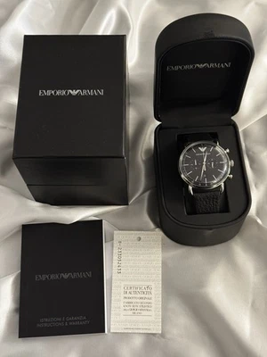Emporio Armani Men's Vintage Chrono Date Leather Strap 50m WR - Model AR-1692  - Image 1 of 4