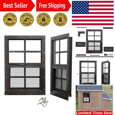 Paquete de 2 ventanas de cobertizo de montaje empotrado de 12x18 con vidrio templado y marco de aluminio negro Foto 1 de 4