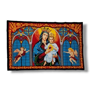 Vintage Religious Tapestry Jesus Mary 57.5"x37.5" By R.T Co. Made In Turkey - Picture 1 of 6