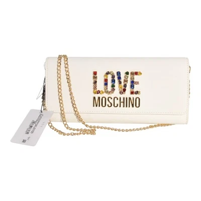 Bolso sin asas Love Moschino para mujer correa de cadena desmontable blanco adornado WAC Foto 1 de 4