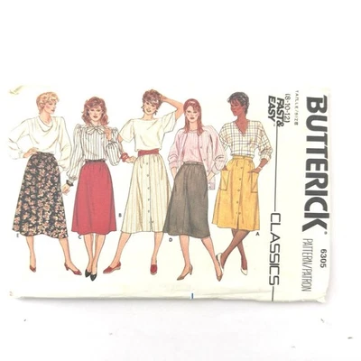 Butterick Sewing Pattern 6305 Misses’ Sizes 8-12 Easy Skirts A-Line Flare Uncut - Image 1 of 4