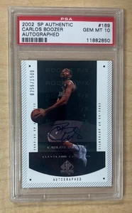 2002-03 SP Authentic #169 Carlos Boozer Auto RC /1500 Rookie F/X PSA 10 GEM MINT - Picture 1 of 2