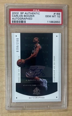 2002-03 SP Authentic #169 Carlos Boozer Auto RC /1500 Rookie F/X PSA 10 GEM MINT - Image 1 of 2