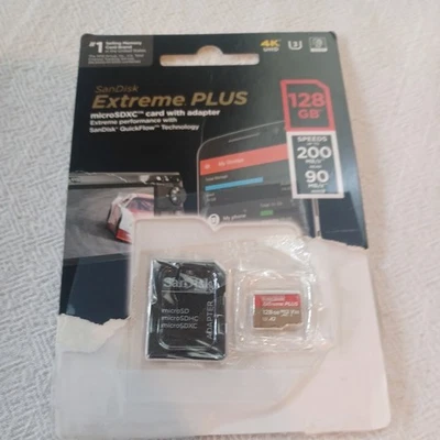 SanDisk - Extreme PLUS 128GB MicroSDXC UHS-I Memory Card SDSQXBD-128G-AN6MA J1 - Image 1 of 2