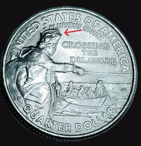 2021 PWashington Crossing Quarter Error Large Die Break Crown FF Scraches BU UNC - Picture 1 of 9