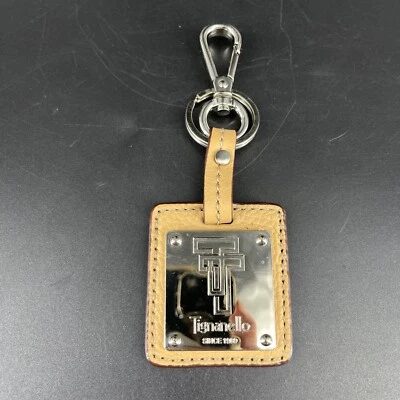 Tignanello Cartera Llavero Llavero Etiqueta Colgante Cuero y Cromo Metal Marrón Tostado Foto 1 de 4