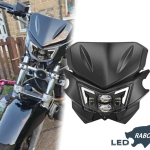 Universal Motorcycle Motorbike Fairing LED Headlight Lamp For Street Fighter - Picture 1 of 7