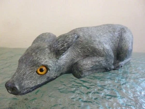 Unusual Vintage Wolf Original Figurine Deer with Glass Eyes Handmade in Canada - Foto 1 di 9