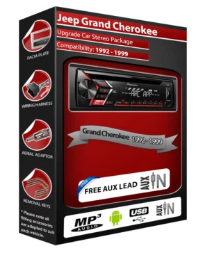 Jeep Grand Cheorkee Autoradio, Pioneer Lettore CD Radio Forti Anteriore USB Aux - Immagine 1 di 4