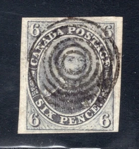 1851 Canada. UNI/SC#2. SG#.  Used, VF. Imperf on Laid Paper - Bild 1 von 2