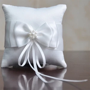 Wedding Decor Romantic Bridal Ring Pillow Double Bow Ribbon Cushion 3 Sizes LOT - Picture 1 of 8