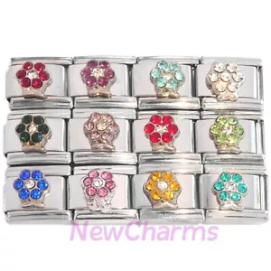 Set di 12 Ciondoli Italiani Colorati Fiore Pietra Portafortuna Maglie Ispirate MIX159 - Foto 1 di 2