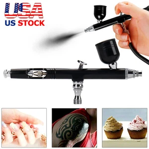 Dual Action Gravity Feed 0.3mm Gun Spray Airbrush Nail Art Paint Tattoo Tool Set - Picture 1 of 10