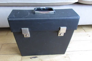 Vintage Black Vinyl Record Carry Case 12" LP Storage Box - Imagen 1 de 5