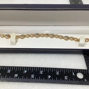 Brazalete Ross Simons Circonita Cúbica Topacio Azul Oro 18K Sobre Plata de Ley - Imagen 1 de 4