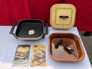 Sunbeam Crocker Frypan electric MCM 1970's teflon recipes slow cooker gold - Picture 1 of 23