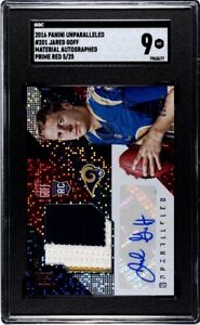 Jared Goff 2016 Unparalleled #201 Material Auto Prime Red /25 SGC 9 Rookie RPA