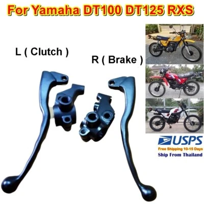 C9 Clutch Lever & Brake Lever Set Yamaha DT100 DT125 RXS Black Aluminum Alloy - Image 1 of 4