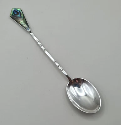 Sterling Silver Spoon Ataahua New Zealand Paua Shell Twist Handle - Image 1 of 4