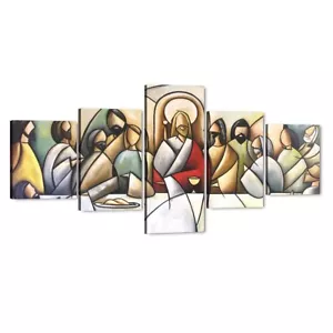 The Last Supper Canvas Wall Art, 5 Pc (50x24in) Catholic Religious Jesus Christ - Picture 1 of 6