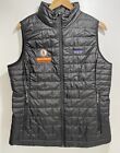 Women?s Patagonia Nano Puff Vest Black Large Embroidered Company Full Zip Front